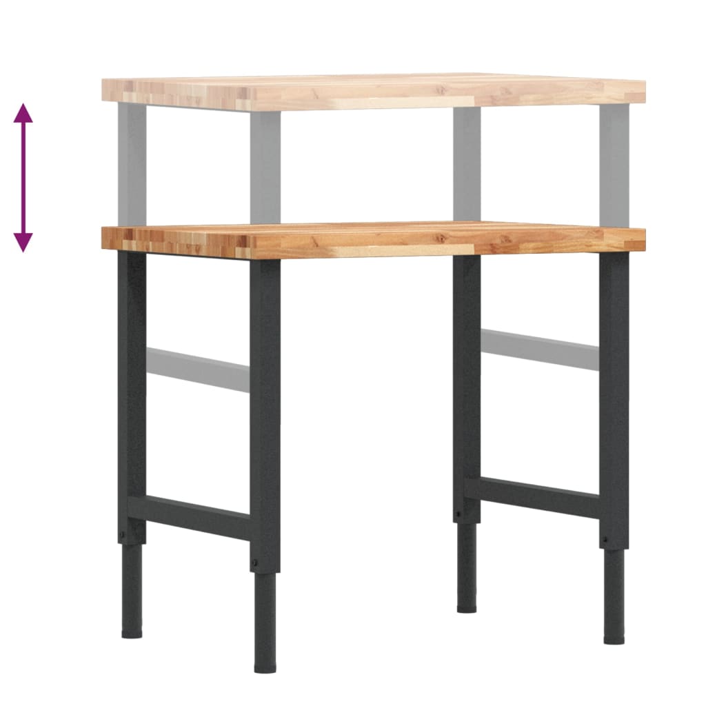 Työpenkki 80X60X(73-99,5) Cm Täysi Akasiapuu Suorakaide