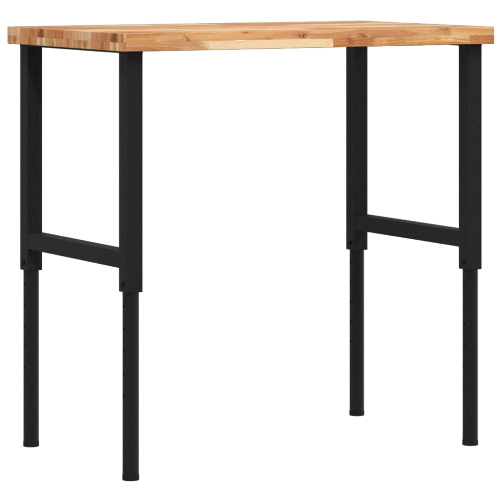 Työpenkki 100X60X(73-99,5) Cm Täysi Akasiapuu Suorakaide