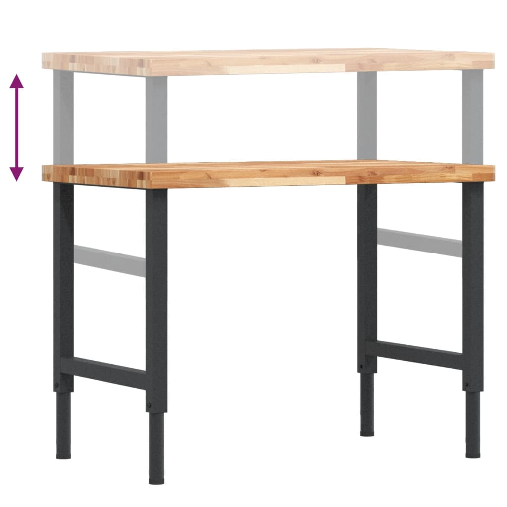 Työpenkki 100X60X(73-99,5) Cm Täysi Akasiapuu Suorakaide