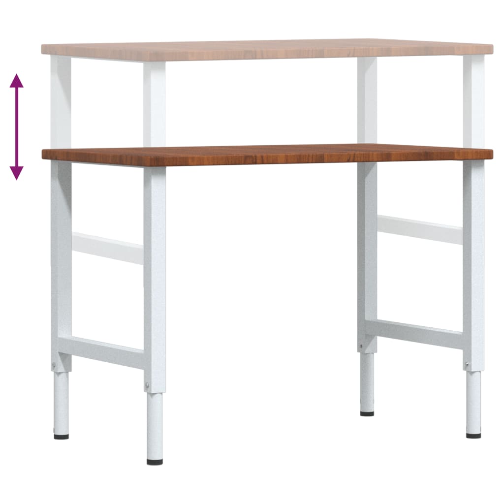 Työpenkki T.ruskea 100X60X(71,5-98) Cm Täysi Tammi Suorakaide
