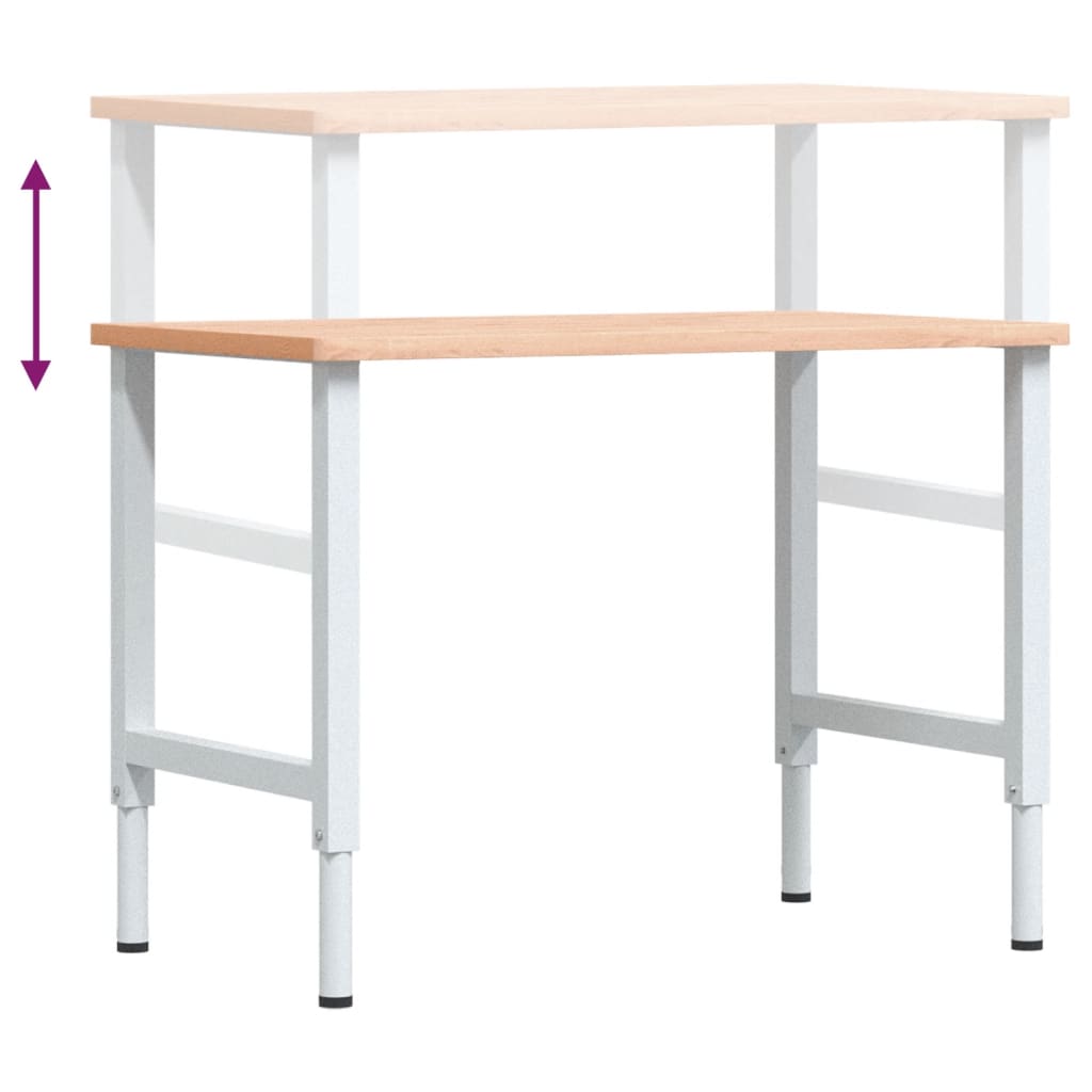 Työpenkki 100X60X(71,5-98) Cm Täysi Pyökki Suorakaide