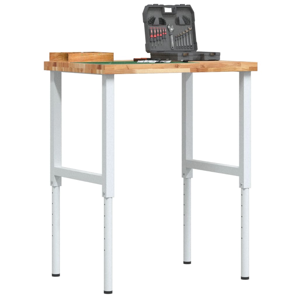 Työpenkki 80X60X(73-99,5) Cm Täysi Akasiapuu Suorakaide