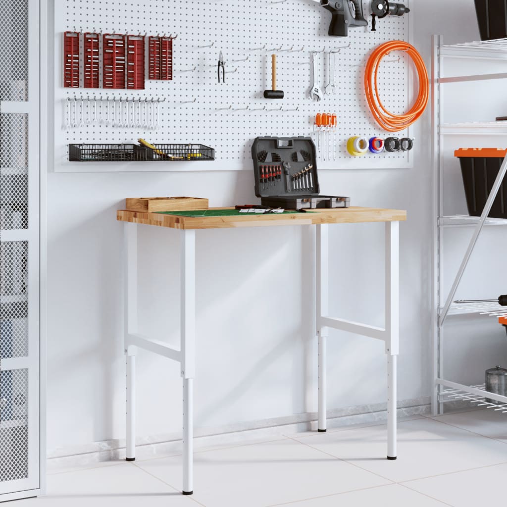 Työpenkki 100X60X(73-99,5) Cm Täysi Akasiapuu Suorakaide