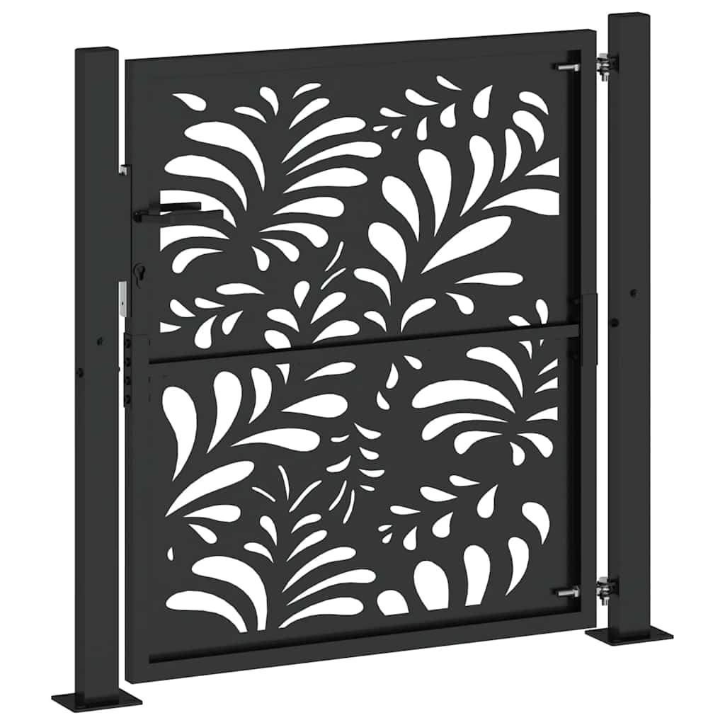 Puutarhan Portti Musta 100X100 Cm Teräs Aaltokuvio