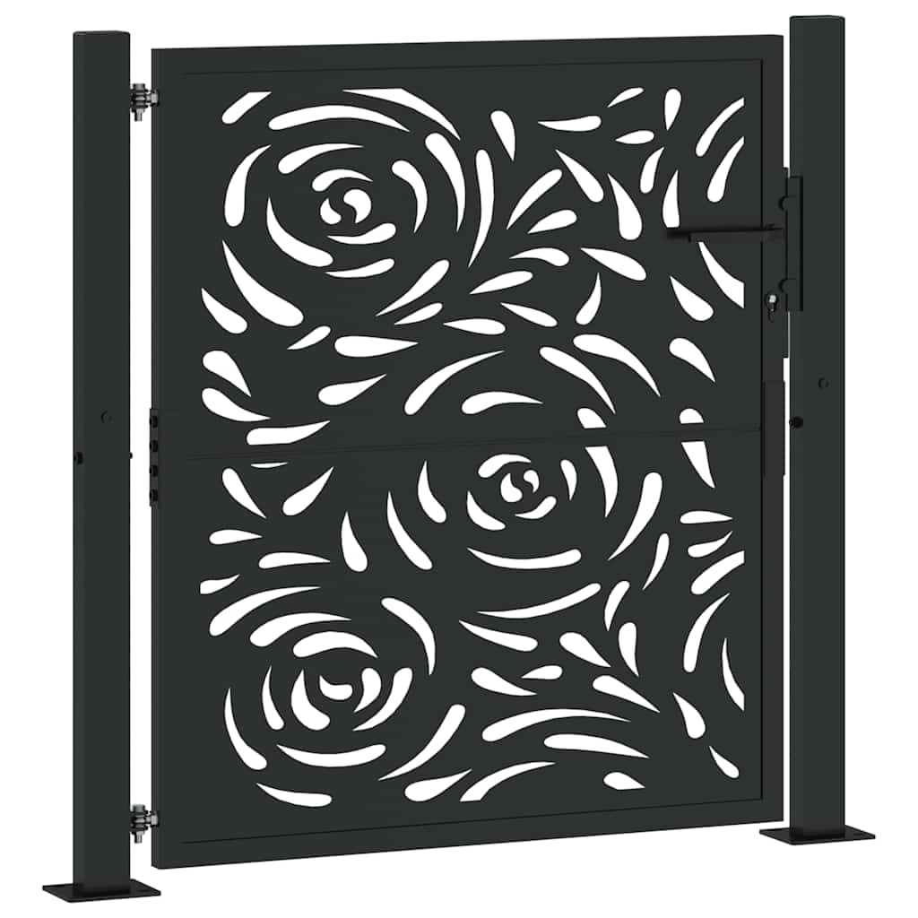 Puutarhan Portti Musta 100X100 Cm Teräs Liekkikuvio
