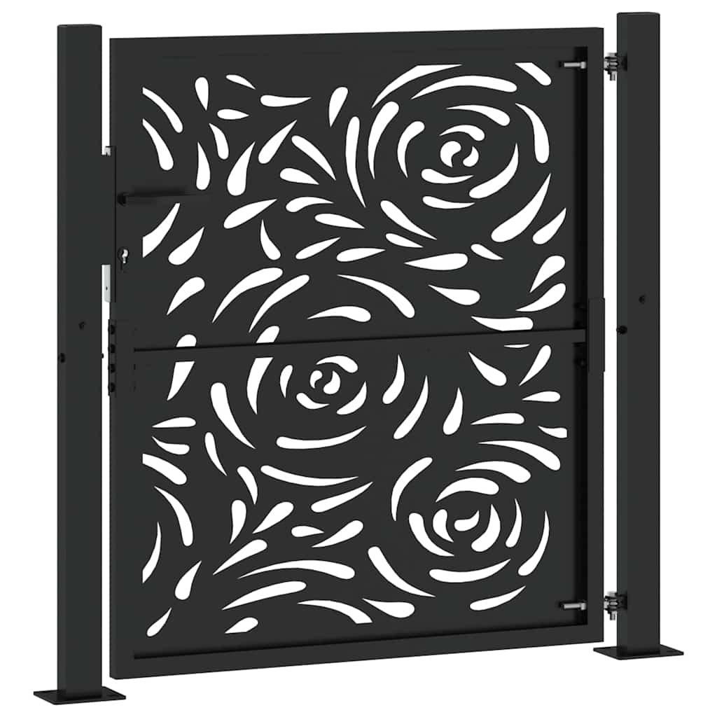 Puutarhan Portti Musta 100X100 Cm Teräs Liekkikuvio
