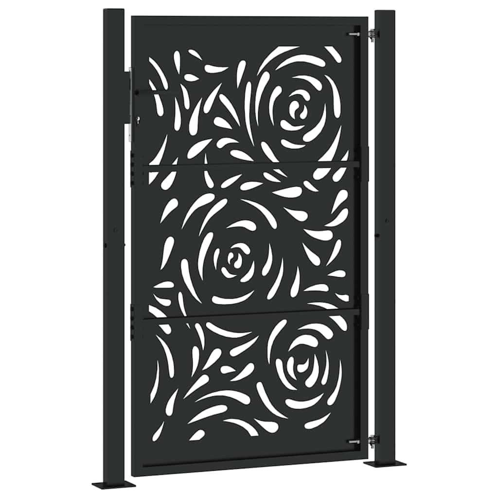 Puutarhan Portti Musta 100X150 Cm Teräs Liekkikuvio