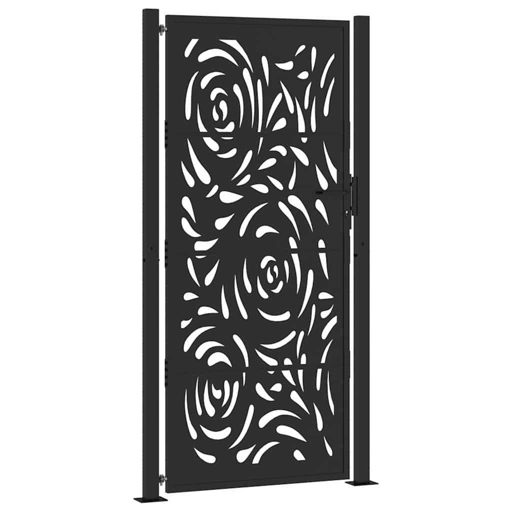 Puutarhan Portti Musta 100X200 Cm Teräs Liekkikuvio