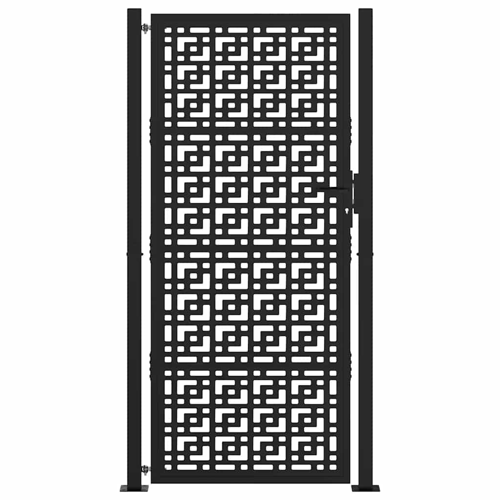 Puutarhanportti Musta 100X200 Cm Teräs Ristikuvio