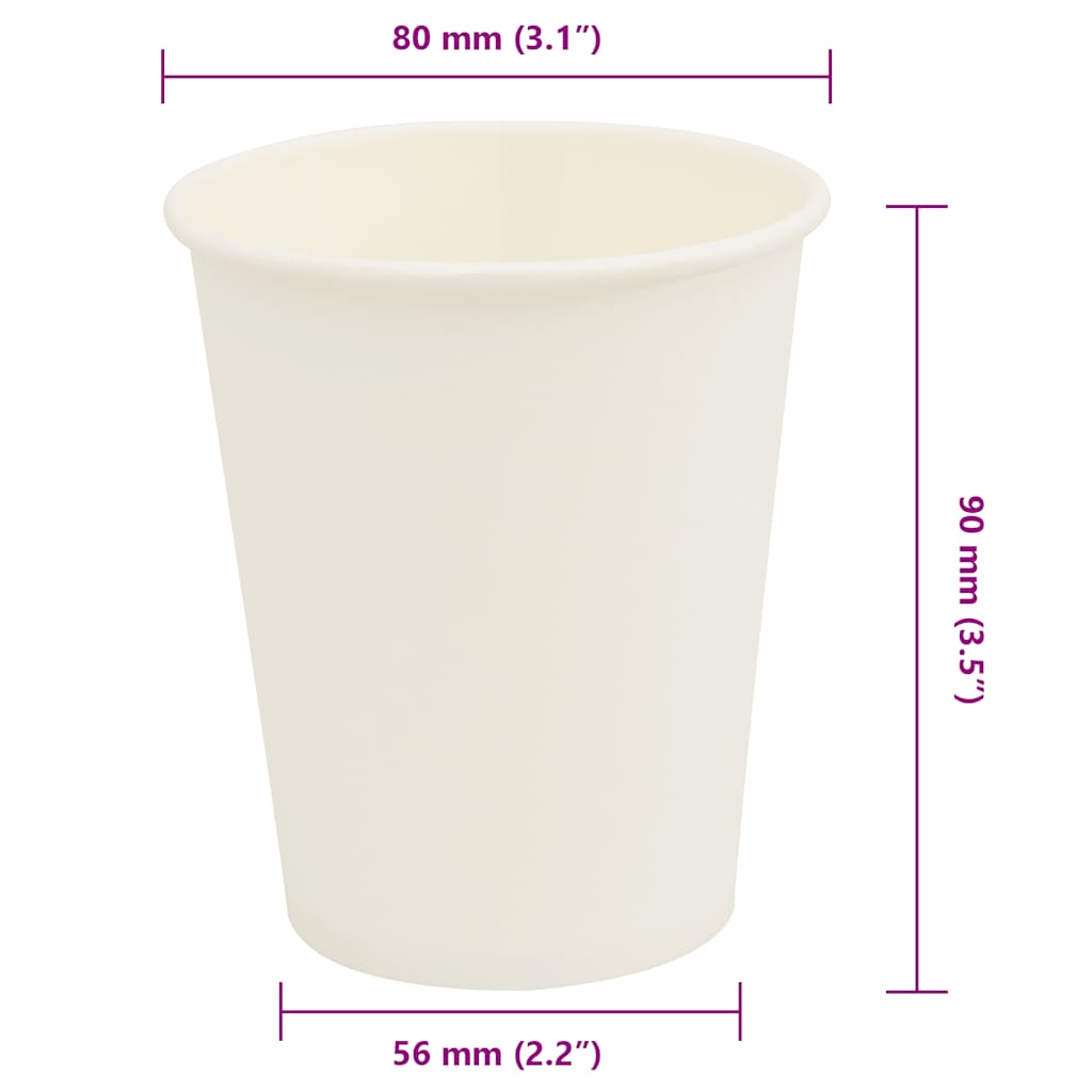 Paperiset Kahvikupit 1000 Kpl 8Oz 200Ml Valkoinen
