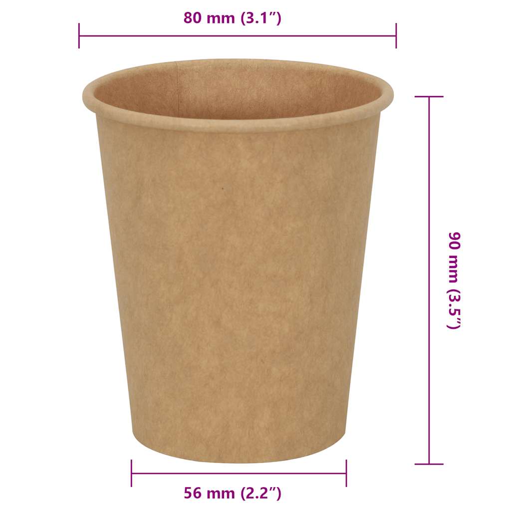 Paperiset Kahvikupit 1000 Kpl 8Oz 200Ml Ruskea
