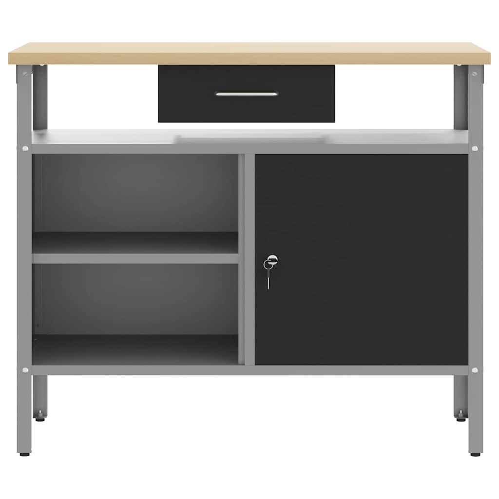 Työpöytä Laatikon Kanssa Mustat Ja Harmaa 100 X 55 X 85 Cm