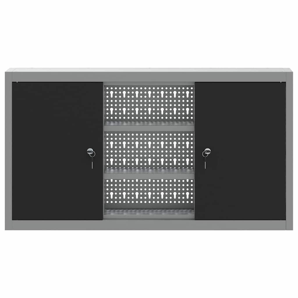 Työkalukaappi Hyllyllä Mustat Ja Harmaa 100 X 20 X 55 Cm