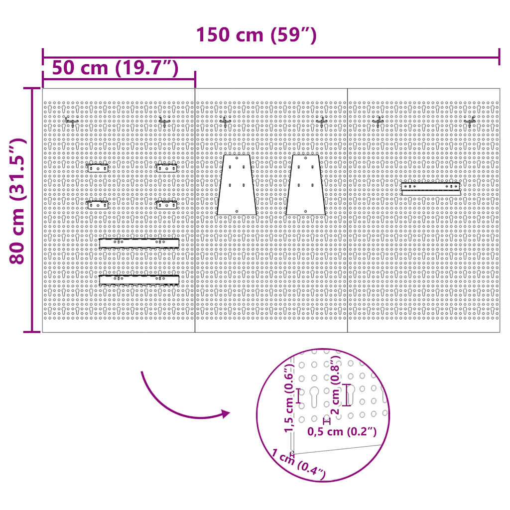 Työkaluseinäpaneeli 3 Kpl Harmaa 150 X 1 X