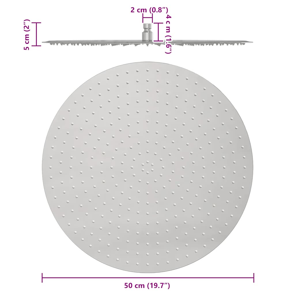Sadesuihkupää Ruostumatonta Terästä 304 50 Cm Pyöreä