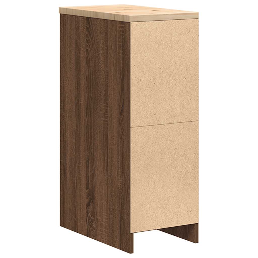 Autotallin Säilytyskaappi Ruskea Tammi 30X51X85 Cm Täysi Mänty