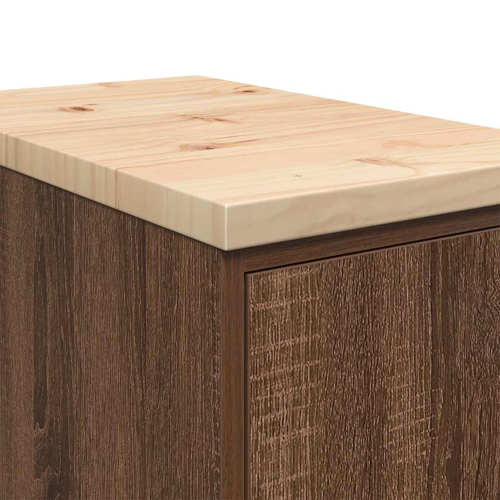 Autotallin Säilytyskaappi Ruskea Tammi 30X51X85 Cm Täysi Mänty