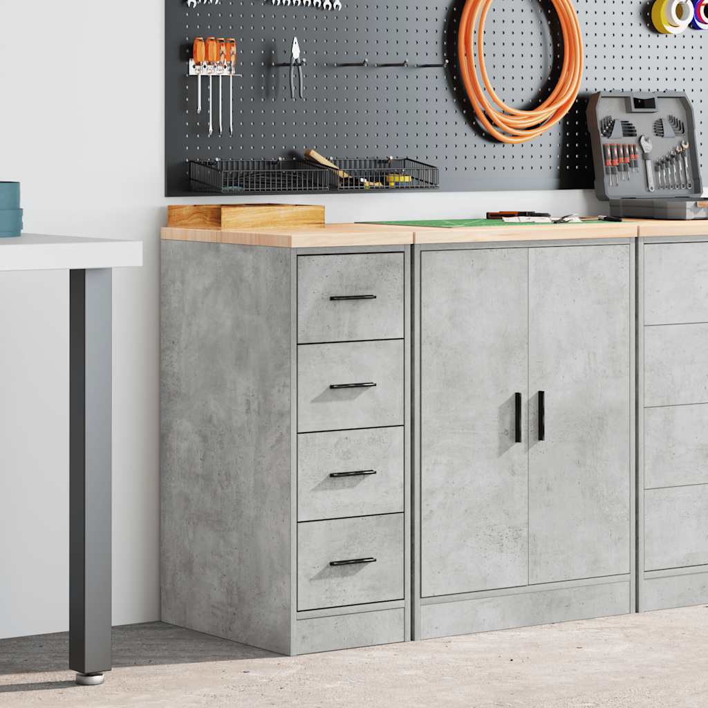 Autotallin Säilytyskaappi Betoni Harmaa 30X51X85 Cm Täysi Mänty