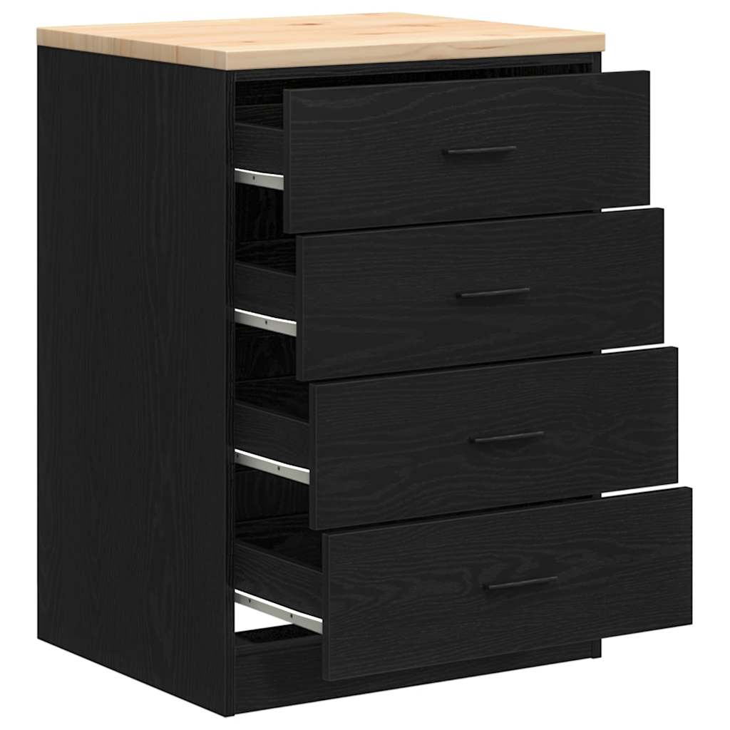 Autotallin Säilytyskaappi Musta 60X51X85 Cm Täysi Mänty