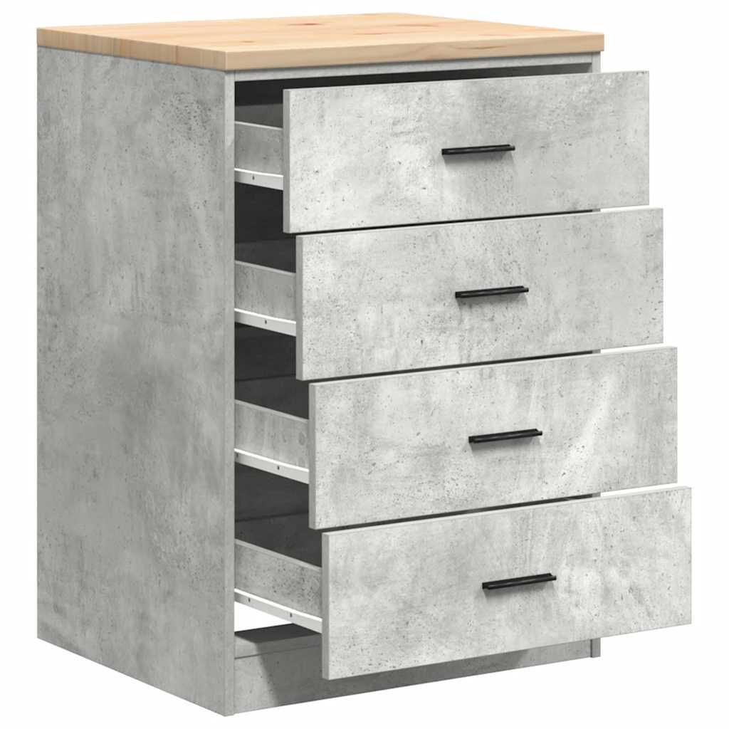 Autotallin Säilytyskaappi Betoni Harmaa 60X51X85 Cm Täysi Mänty