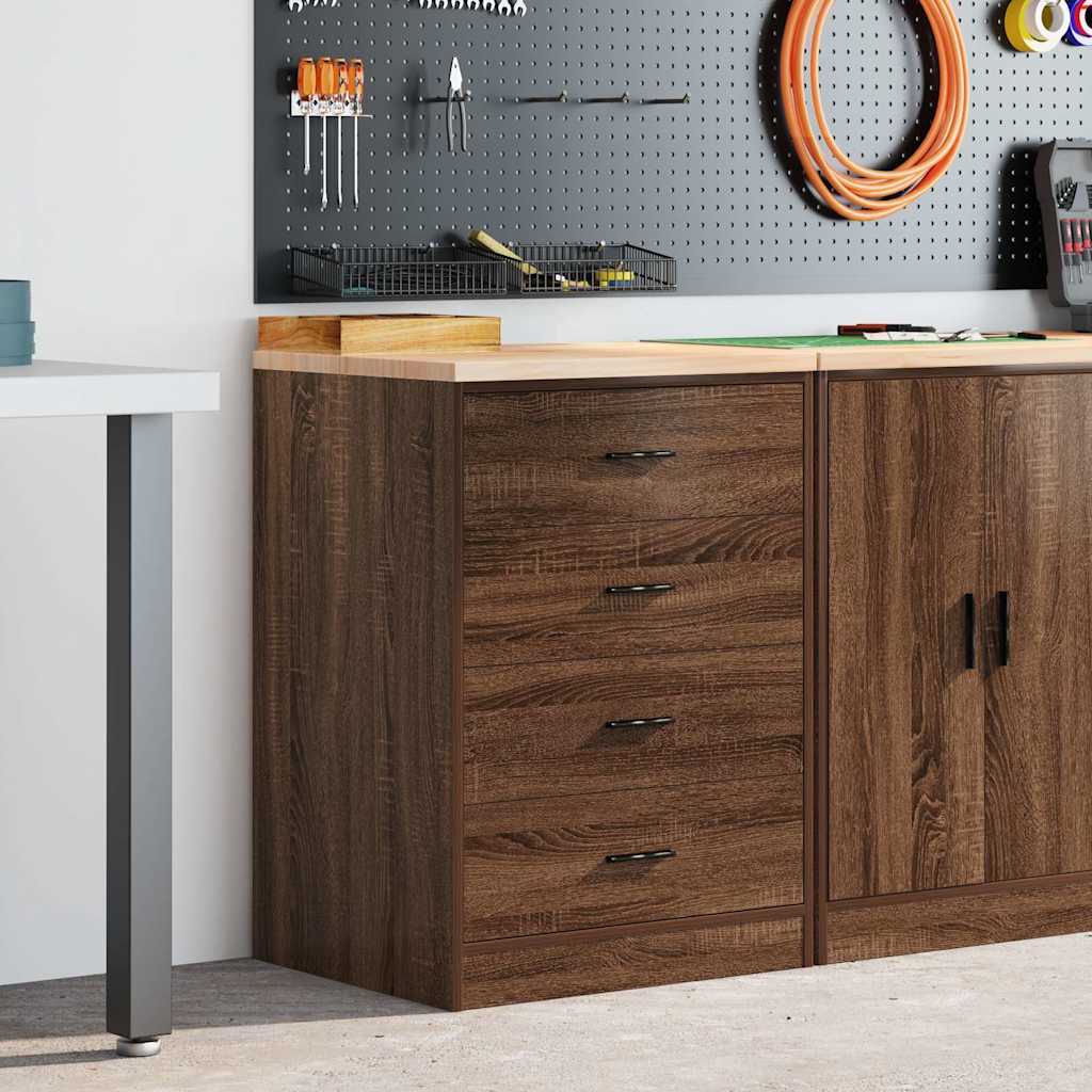 Autotallin Säilytyskaappi Ruskea Tammi 60X51X85 Cm Täysi Mänty