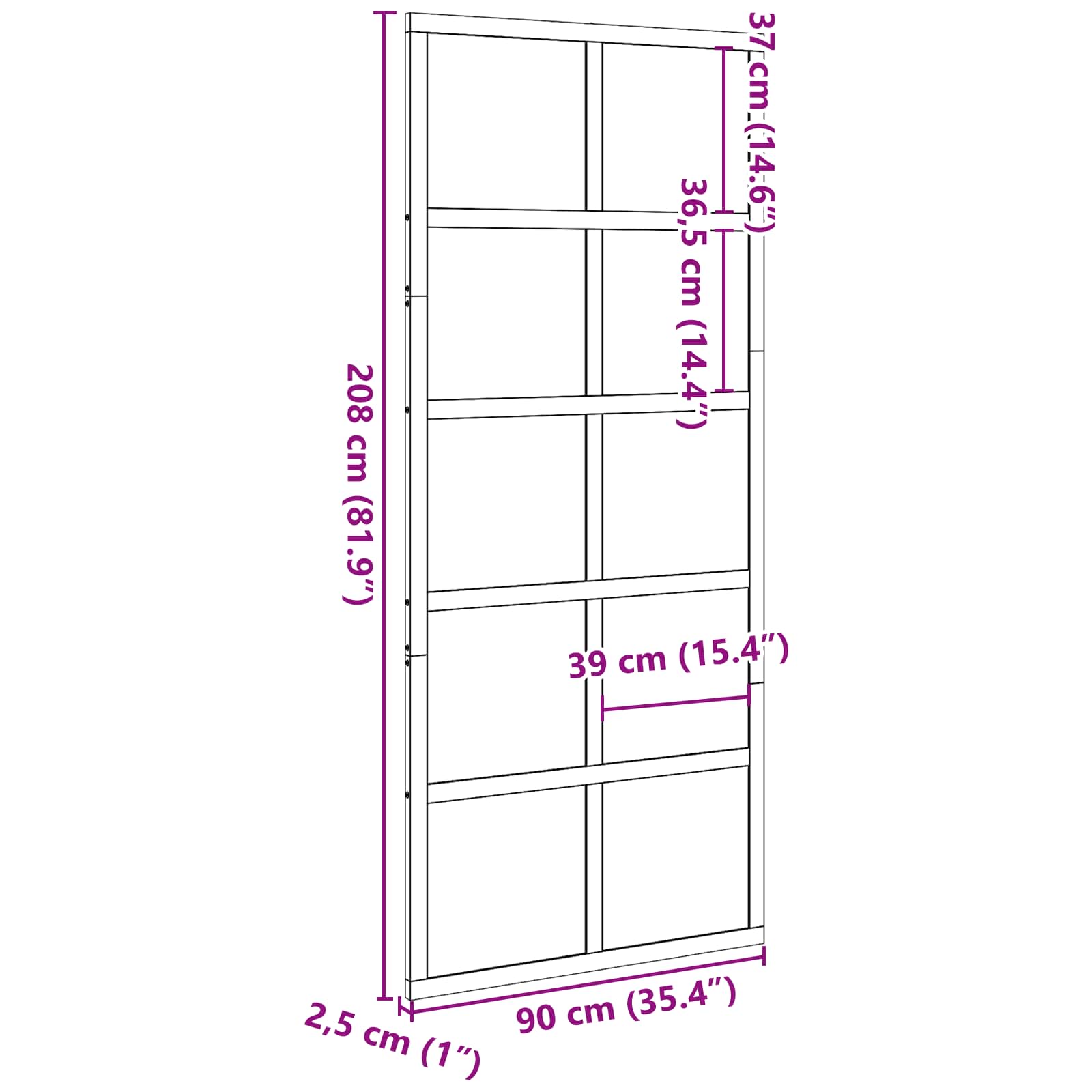 Ladon Ovi Vahanruskea 90 X 208 Cm Täysi Mänty