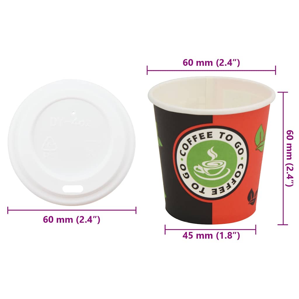 Paperiset Kahvikupit Kansilla 1000 Kpl 4Oz 120Ml