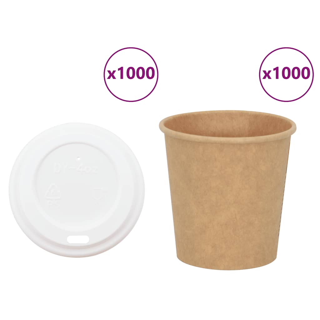 Paperiset Kahvikupit Kansilla 1000 Kpl 4Oz 100Ml