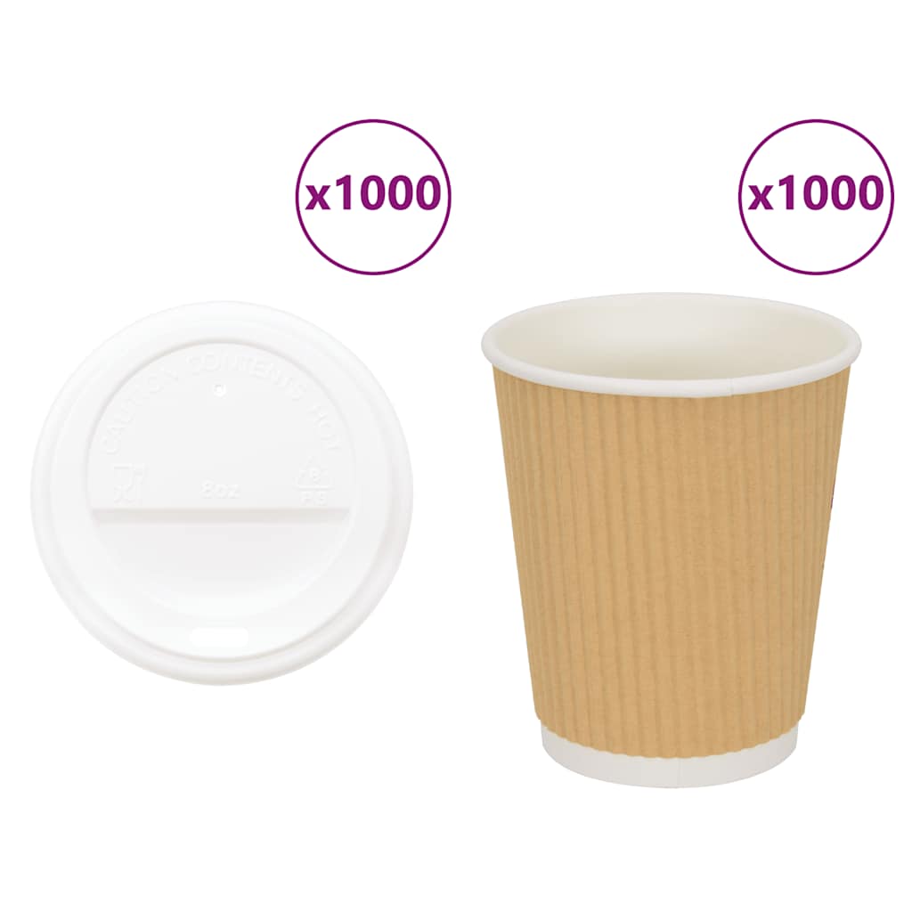 Paperiset Kahvikupit Kansilla 1000 Kpl 8Oz 200Ml