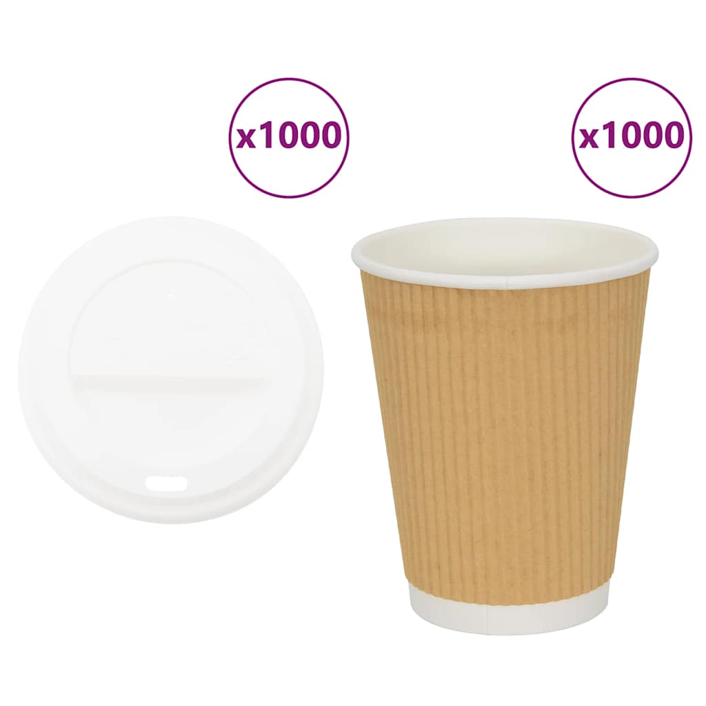 Paperiset Kahvikupit Kansilla 1000 Kpl 12Oz 300Ml