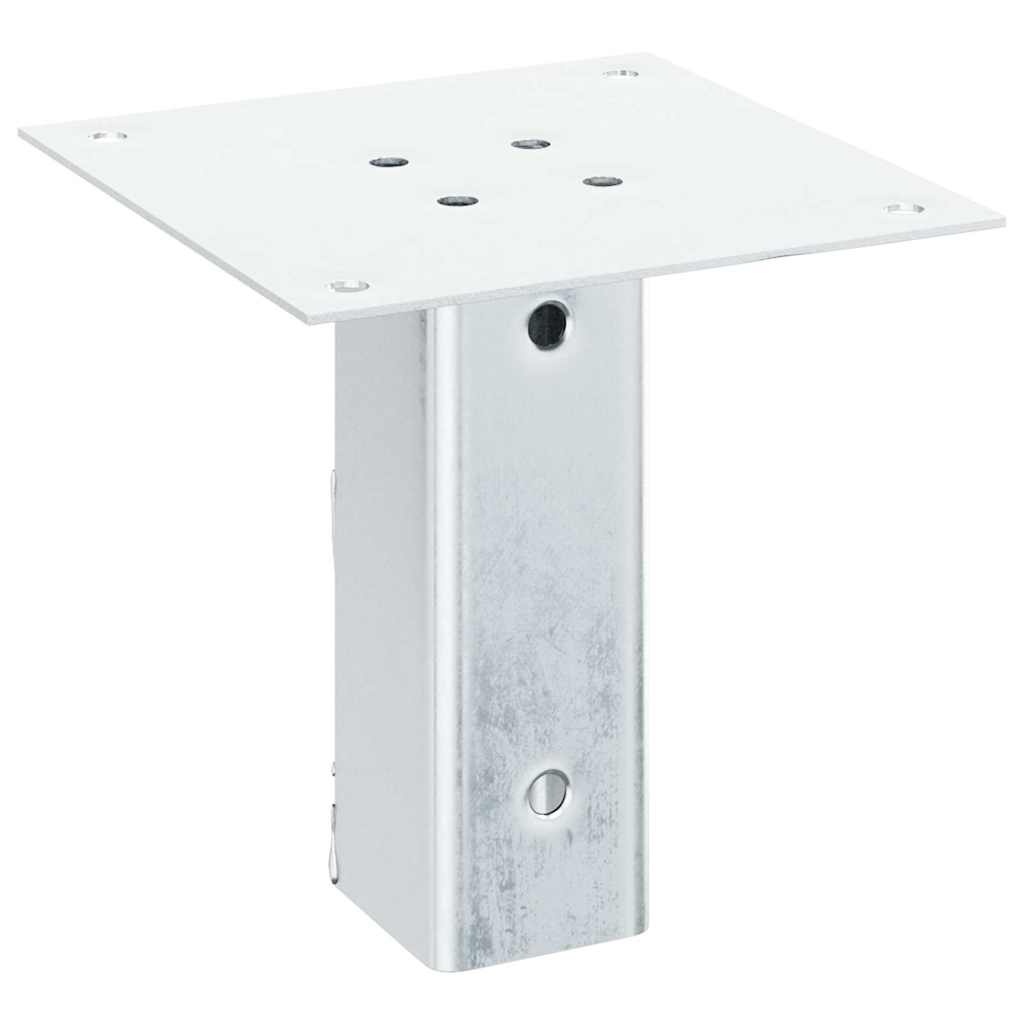 Pylväsjalustat Neliönmuotoiset, 4 Kpl, Hopea, 46X46 Mm, Galvanoitu Teräs
