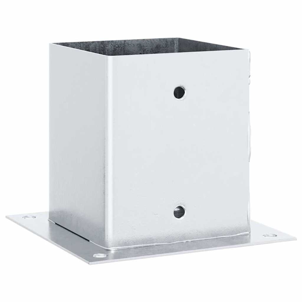 Pylväiden Jalustat Neliö 4 Kpl Hopea 101X101Mm Galvanoitu Teräs