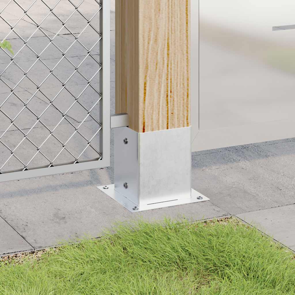 Pylväiden Jalustat Neliö 12Kpl Hopea 121X121Mm Galvanoitu Teräs