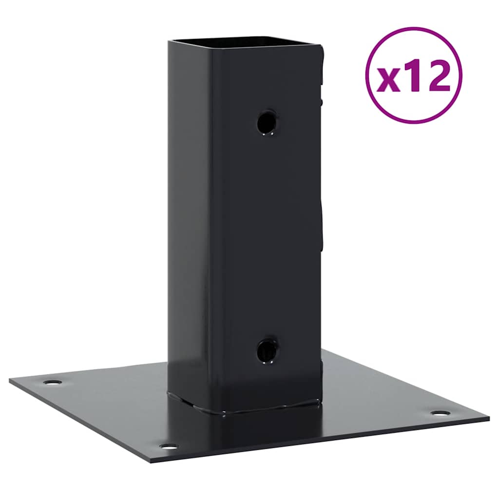 Pylväiden Pohjat Neliö 12 Kpl 51X51 Mm Jauhemaalattu Teräs