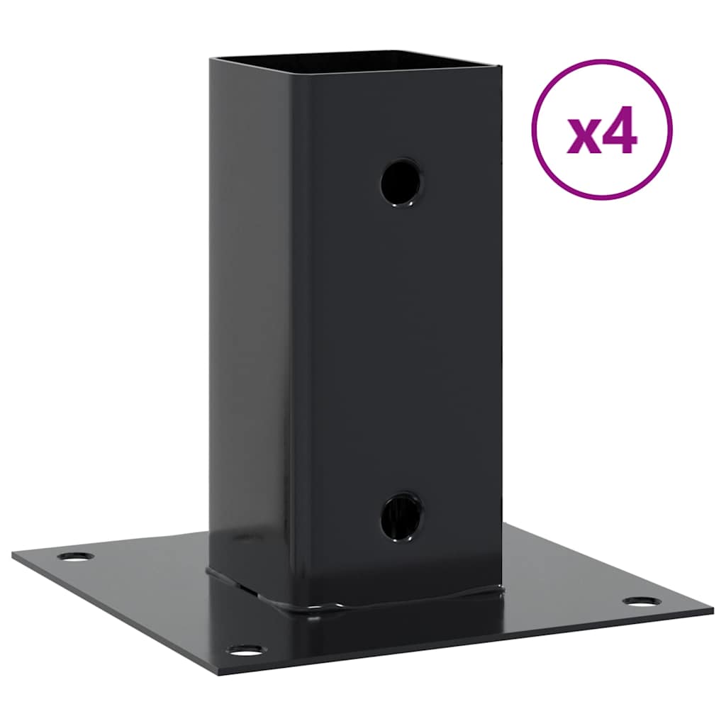 Pylväiden Pohjat Neliö 4 Kpl 61X61 Mm Jauhemaalattu Teräs