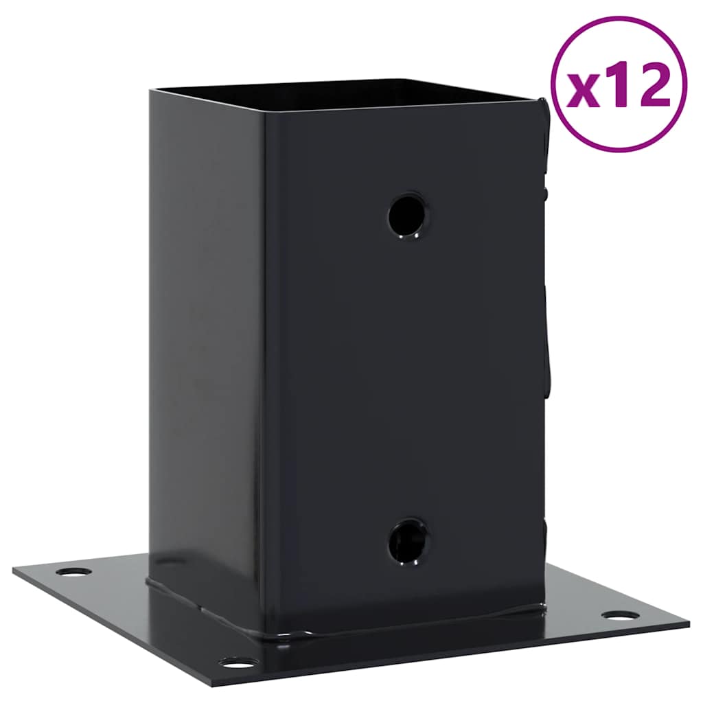 Pylväiden Pohjat Neliö 12 Kpl 91X91 Mm Jauhemaalattu Teräs