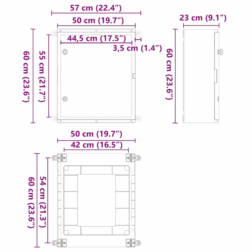 Ohjauskabinetti Harmaa 57 X 23 X 60 Cm Abs-Muovi