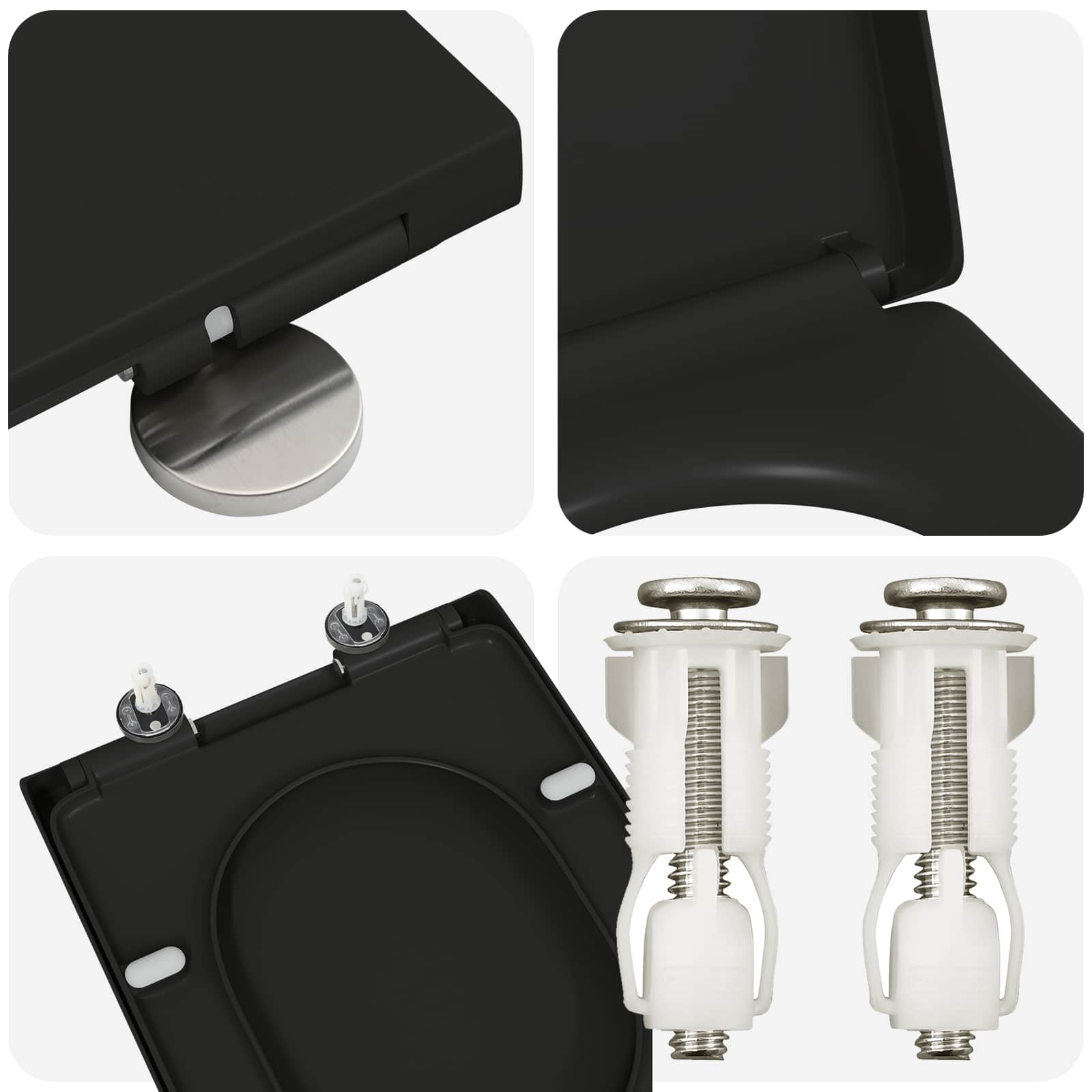 Wc-Istuin Musta 49 X 36 X 4 Cm Duroplast