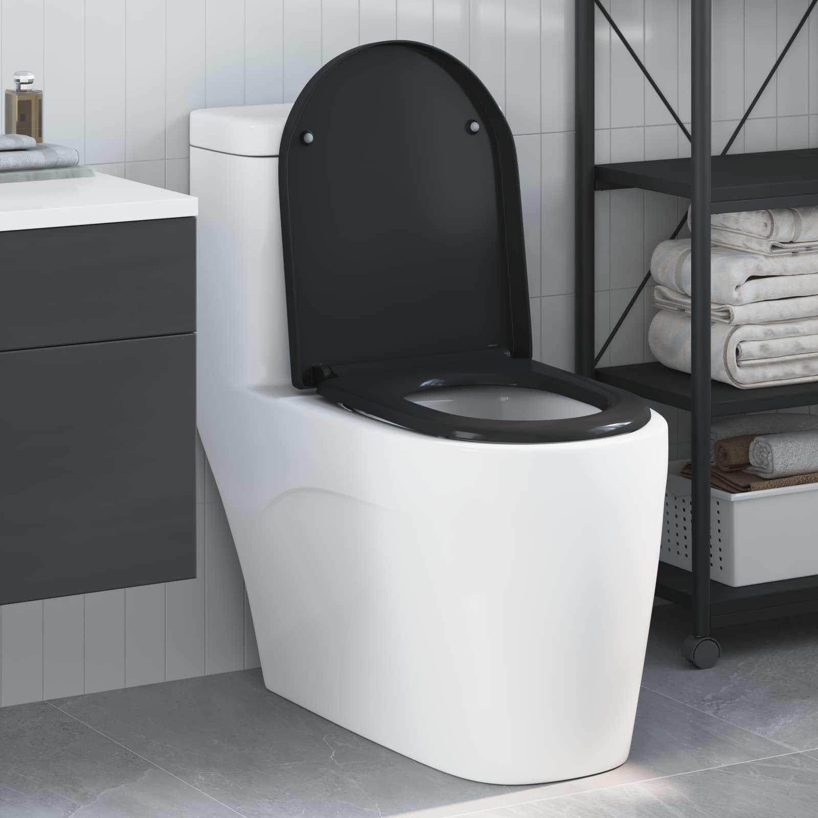 Wc-Istuin Musta 49 X 36 X 4 Cm Duroplast