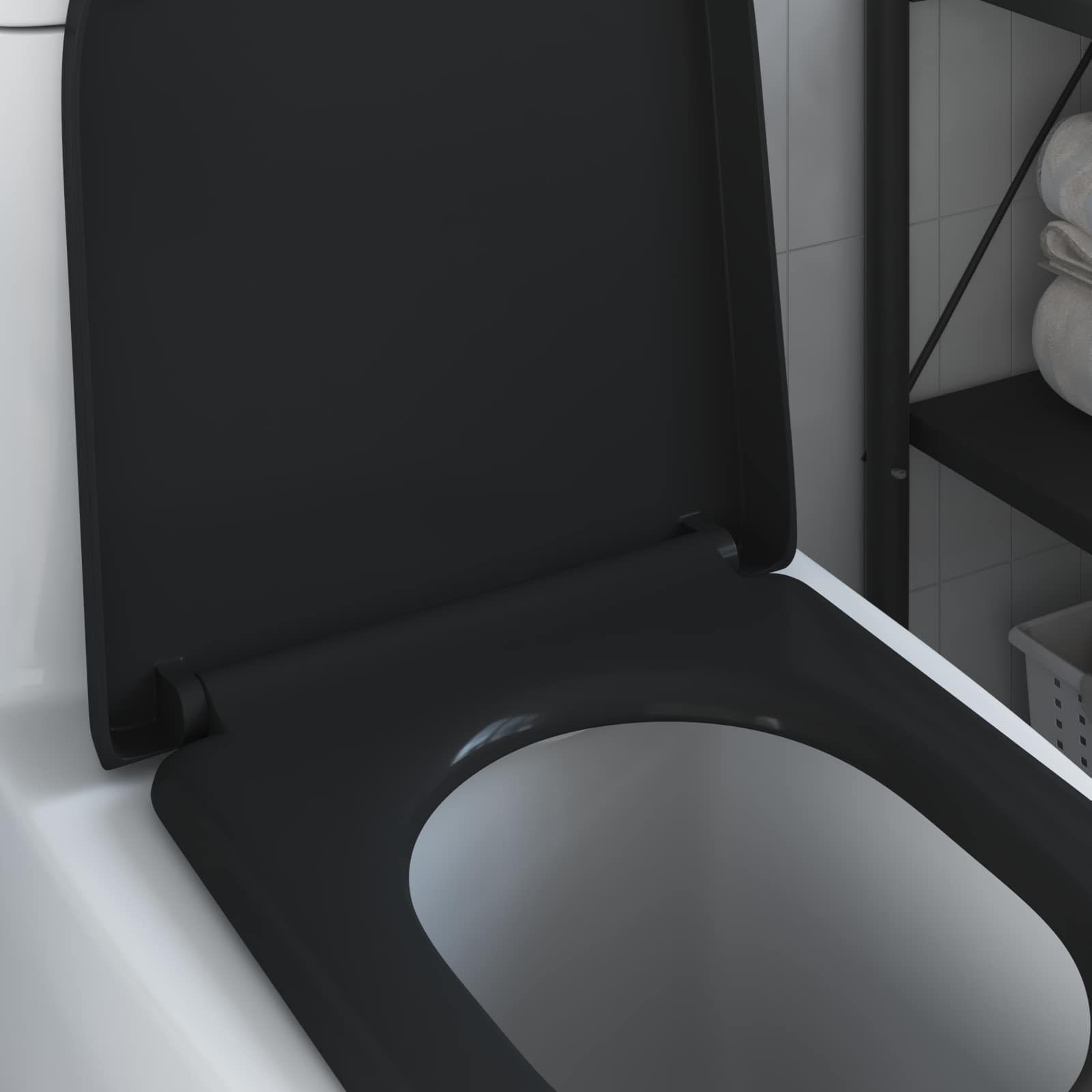 Wc-Istuin Musta 49 X 36 X 4 Cm Duroplast