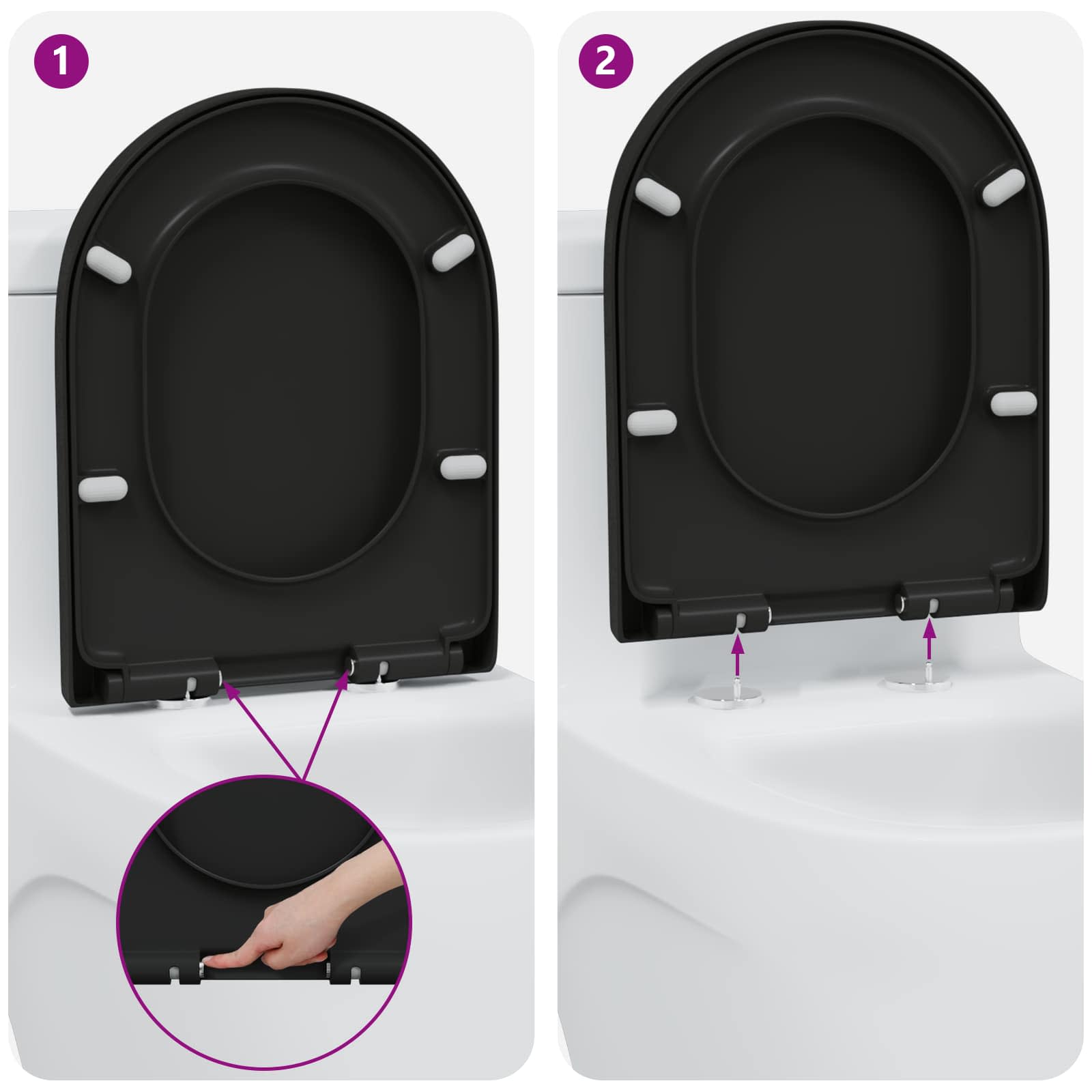 Wc-Istuin Musta 49 X 36 X 4 Cm Duroplast