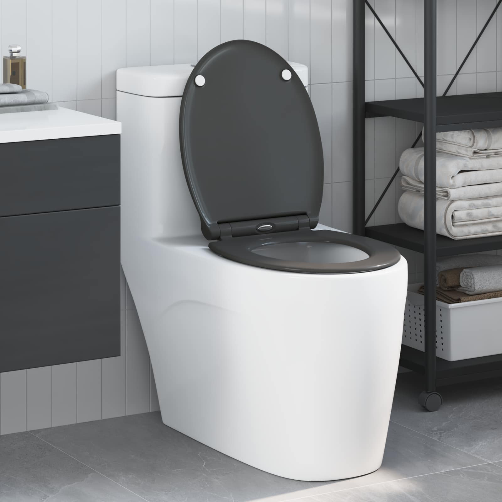 Wc-Istuin Antrasiitti 45,5 X 37,5 X 3,8 Cm Duroplast