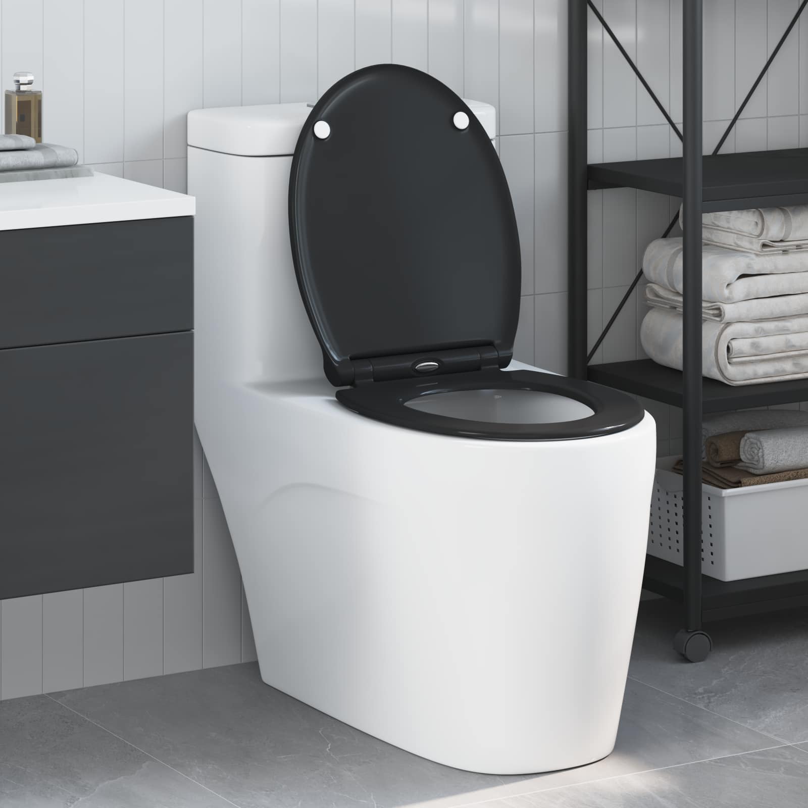 Wc-Istuin Musta 45,5 X 37,5 X 3,8 Cm Duroplast