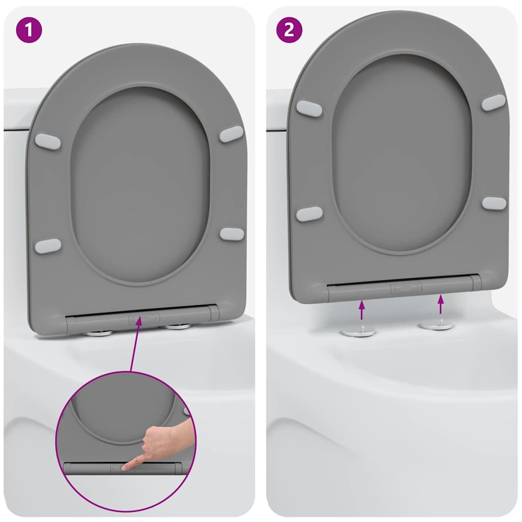Wc-Istuin Harmaa 47 X 36 X 3,4 Cm Duroplast