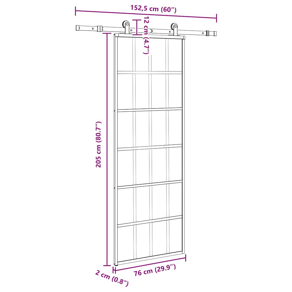 Liukuovi Asennustarvikkeilla 76X205 Cm Esg Lasi Ja Alumiini