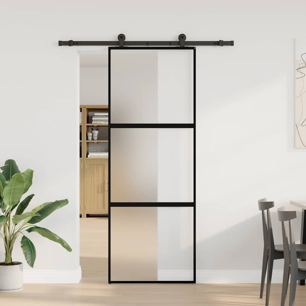 Liukuovi Laitteistosarjalla 76X205 Cm Karkaistu Lasi Alumiini