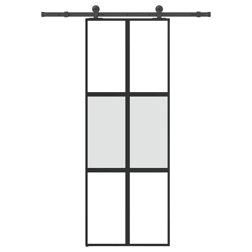 Liukuovi Laitteistosarjalla 76X205 Cm Karkaistu Lasi Alumiini