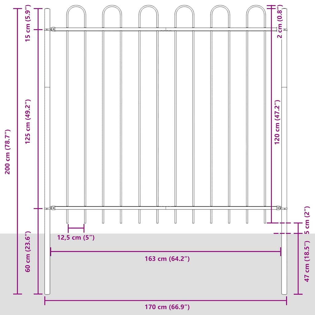 Puutarha-Aita Boxtel 9 Pcs 15,3 X 1,5 M Jauhemaalattu Teräs