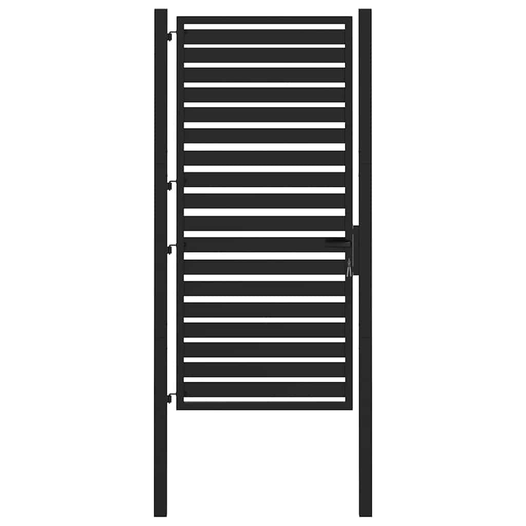 Puutarhanportti Lukittava Musta 100X180 Cm Alumiini