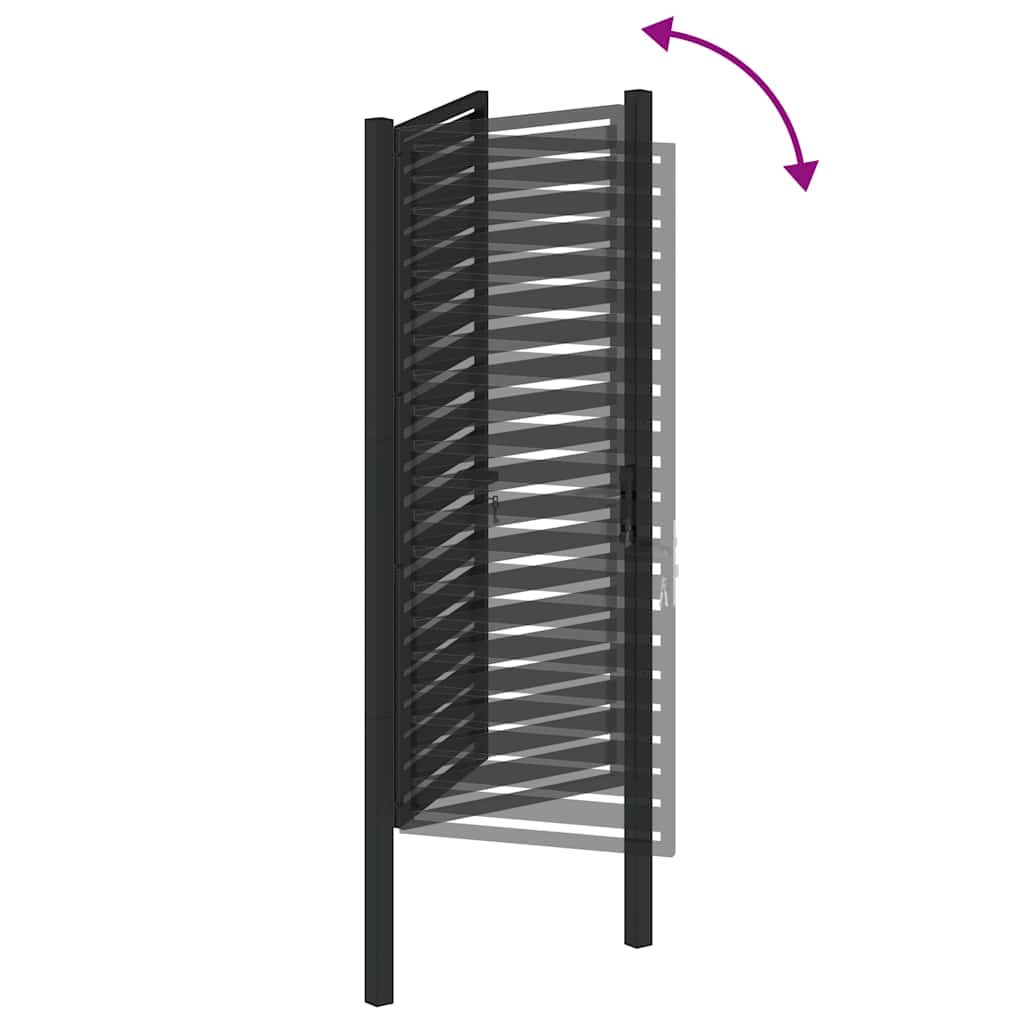 Puutarhanportti Lukittava Musta 100X200 Cm Alumiini
